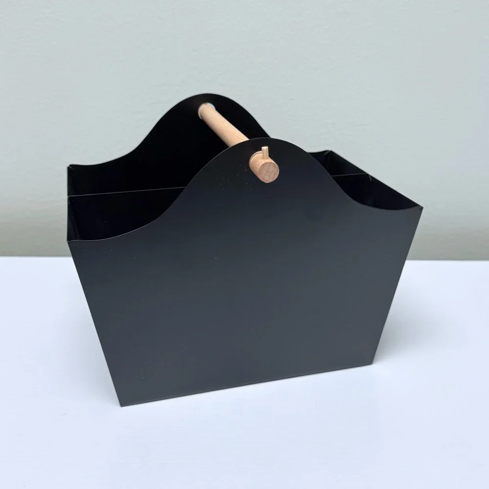 New! Target Bullseye Playground Black Metal Storage Caddy with Wooden Handle